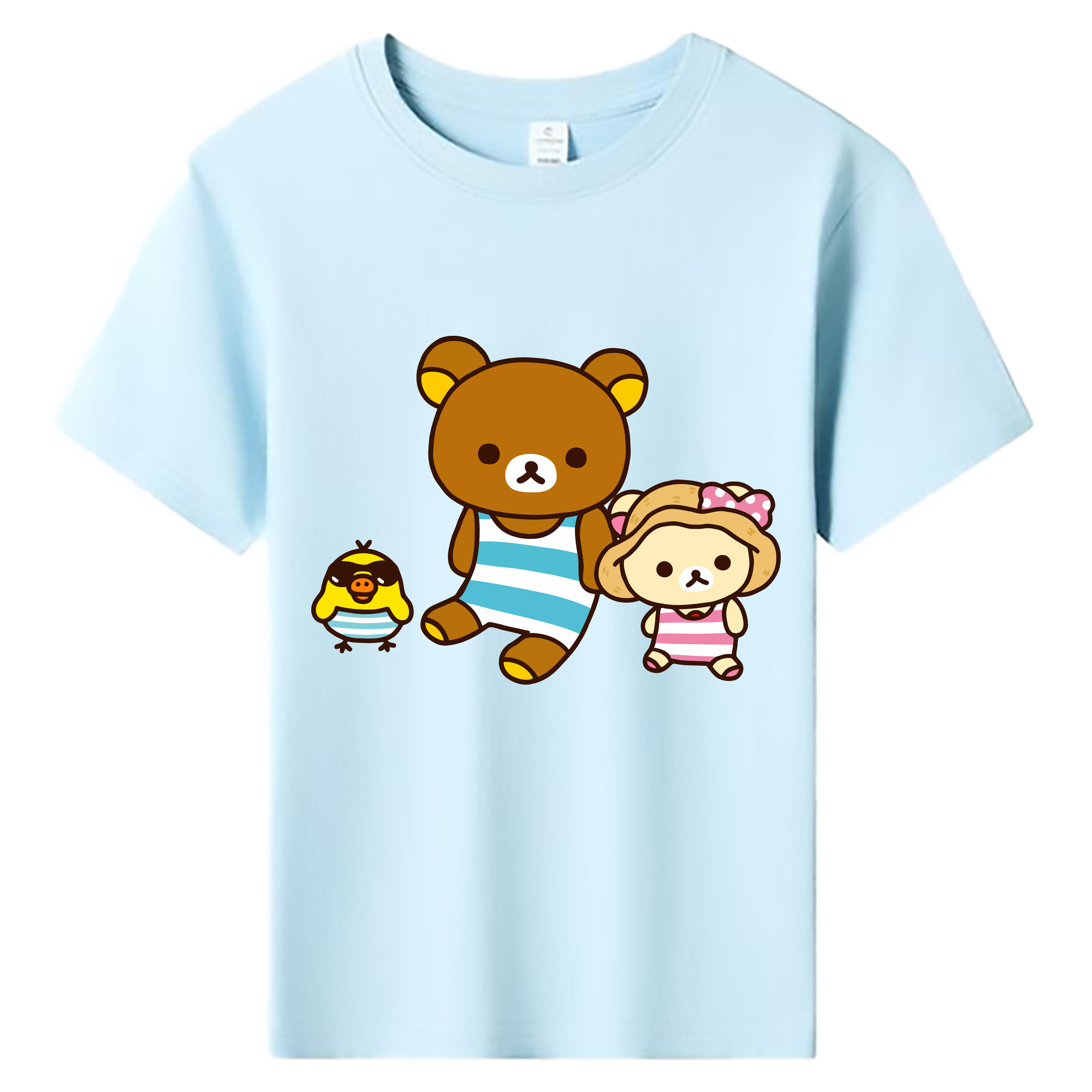 （画像用） リラックマ リラックマ キイロイトリ Rilakkuma Korilakkuma Kiiroitori 綿100％キッズTシャツ（フロントプリント）